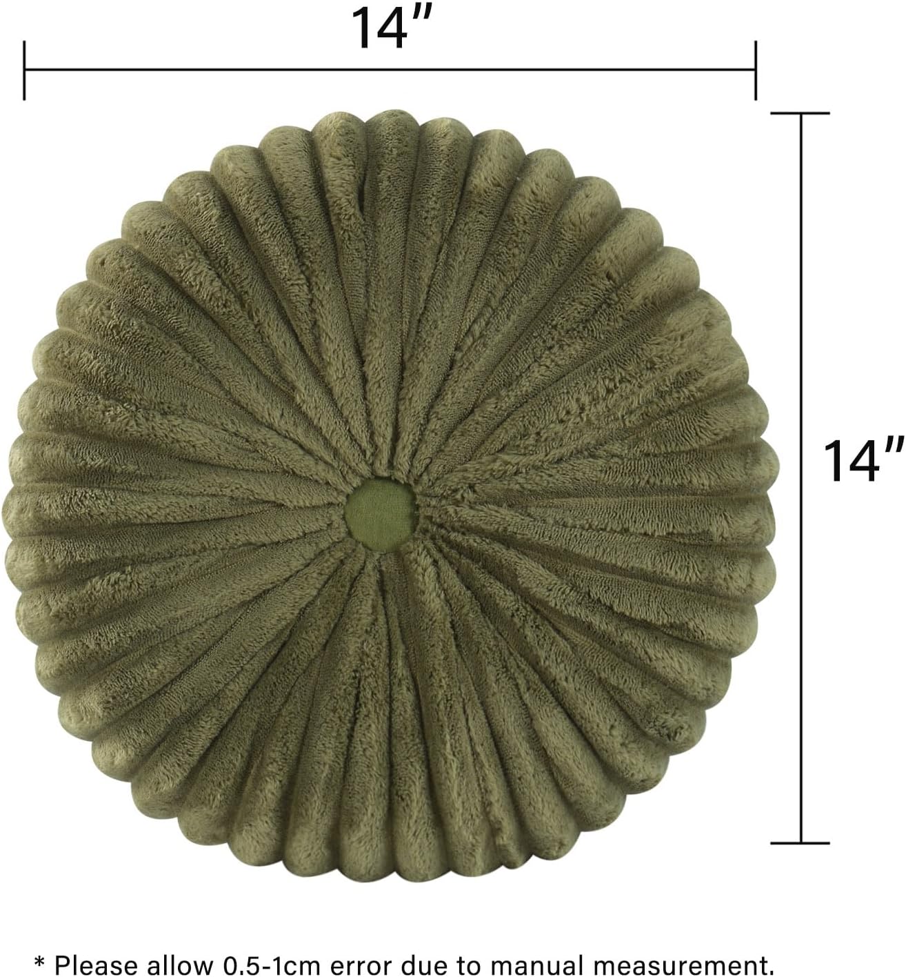 HIG Decorative Round Throw Pillows for Bed Couch - Set of 2 Handcraft Ruched Pumpkin Pillow, Soft and Durable Velvet Floor Pillow for Home Decor, Bed Living Room and Sofa (Olive,14"x14")(N60033)