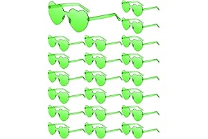 20 Pairs Heart Shaped Sunglasses Rimless Candy Color Glasses for Women and Men
