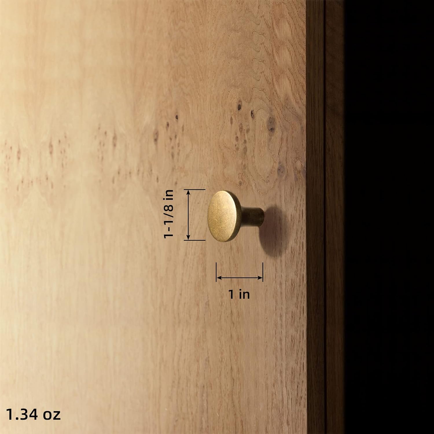 Goo-Ki 6 Pack Antique Brass Kitchen Cabinet Knobs – Minimalist Round Design for Cabinets and Dressers 1-1/8 Inches Diameter
