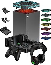 Wall Mount Kit with Cooling Fan for Xbox Series X, ZAONOOL Wall Mount with Cooling Fan for Xbox Series X with 6 Detachable Controller and Headphone Hook, Safely Store and Efficiently Cool Your Console
