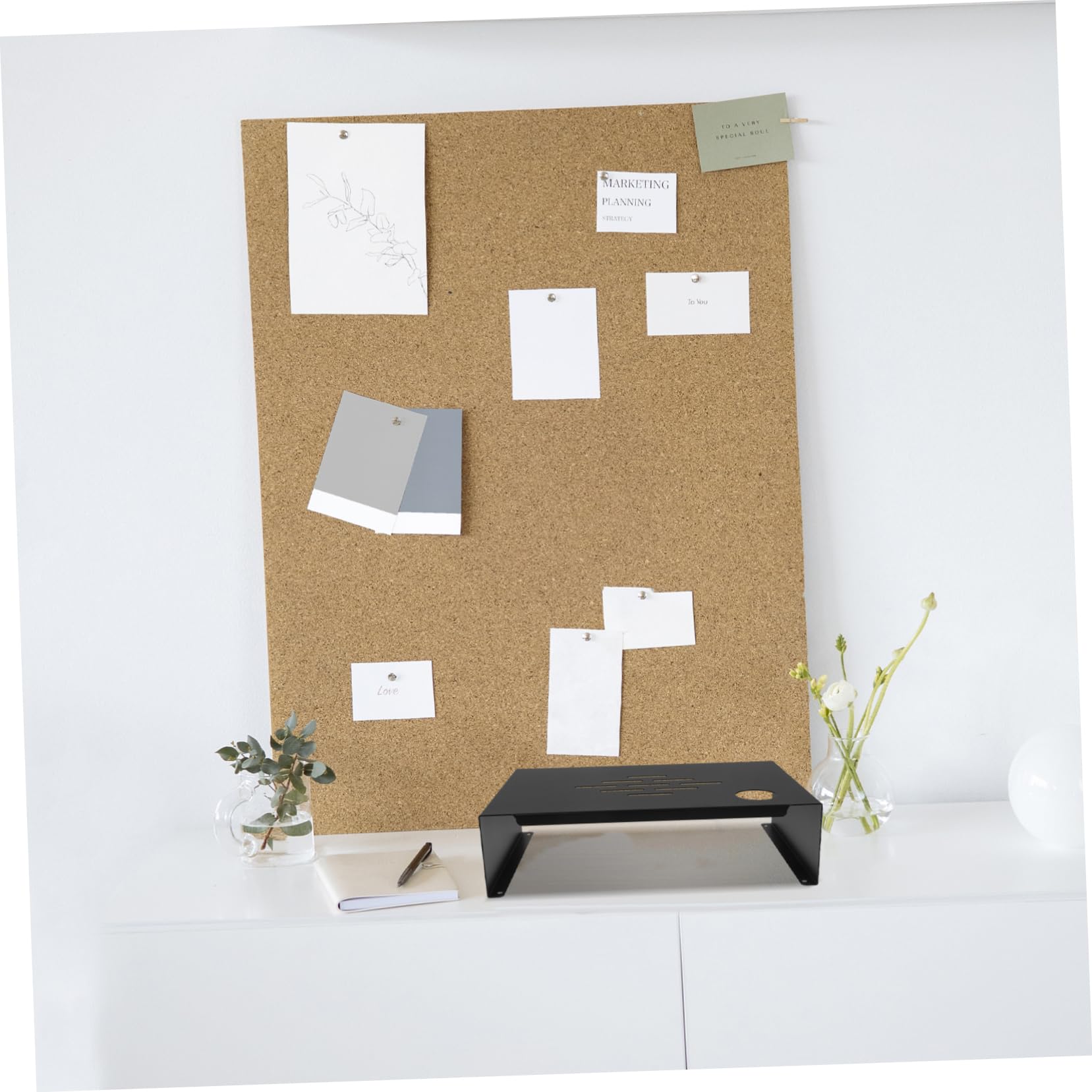 Alzatina per Monitor in Acciaio Nero, Supporto Ergonomico da Ufficio | Design Multifunzionale, Stile Minimal Moderno, per Postazione Desktop, Compatto e Ordinato