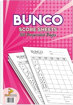 Bunco Score Sheets 100 Single Side Large Print Score Sheets with Perforation, Perfect Addition to Your Bunco Game Kit and Bunco Party Supplies