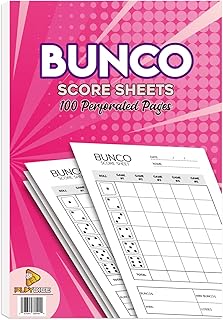 Bunco Score Sheets: 100 Single Side Large Print Score Sheets with Perforation, Perfect Addition to Your Bunco Game Kit and Bunco Party Supplies