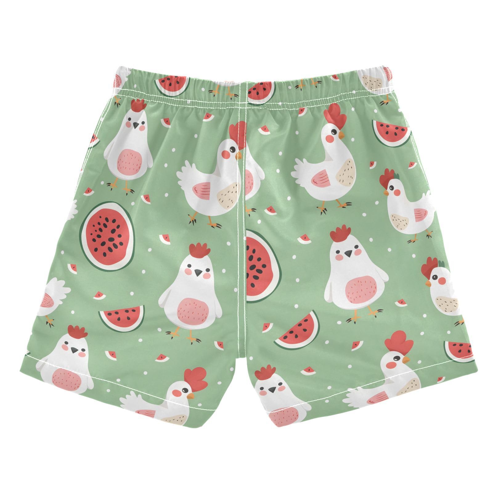 ALAZA Cute Watermelon Chicken Boys Quick Dry Beach Board Shorts Kids Swim Trunks Bathing Suit Swimsuit 5T