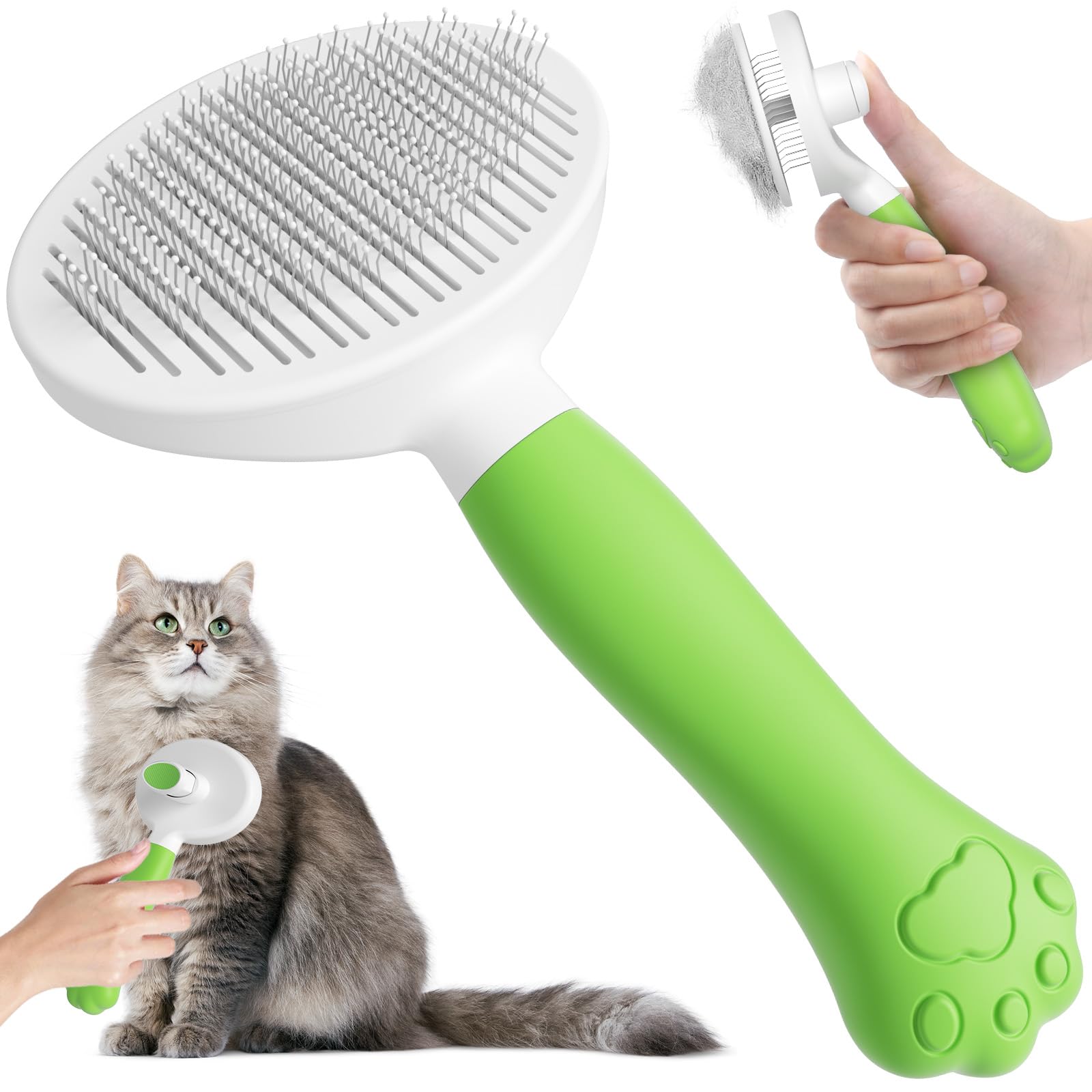 Cepillo para Gatos y Perros VYYTYYA [Autolimpiante] [Bonito mango en forma de garra] Cepillo Quitapelos Mascotas para Perros/Gatos/Conejos de Pelo Corto y Largo