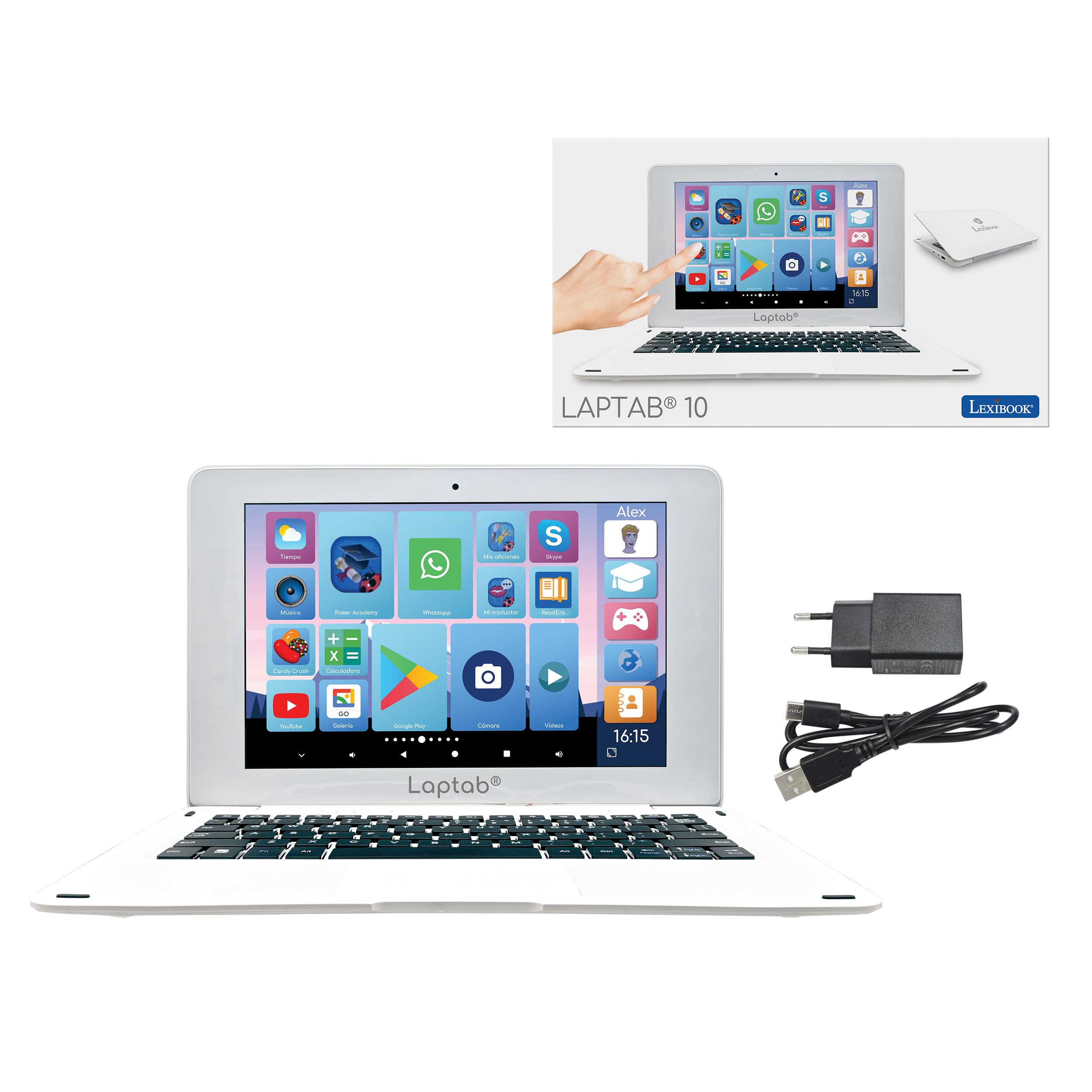 tastieria portatile lexibook laptab 10 con schermo touch e contenuti educativi per tutta la famiglia