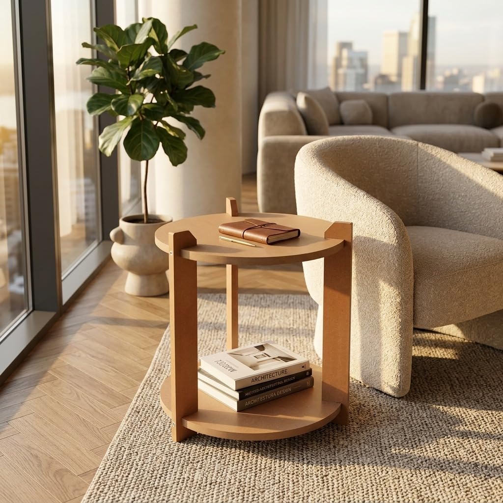 Modern Round Side Table, Home Decor for Living Room, Bed Side Tables for Bed Room, stools for Home, Furniture for Home, 2-Tier-image-17
