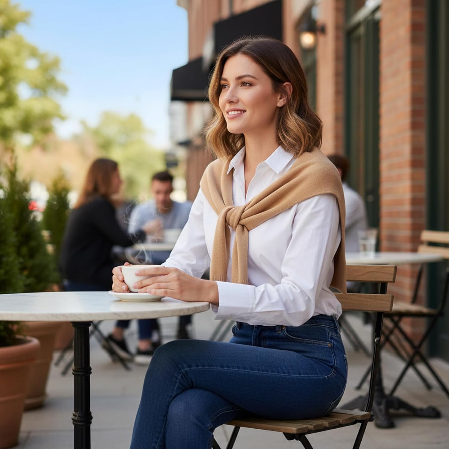 Janmercy 3 Pack Sweater Shawl Wraps for Women Knitted Knotted Sweater Casual Shawls Knotted Travel Scarves Bulk in Black White Camel Cape Shoulder Tops Fashion Wrap - Image 5