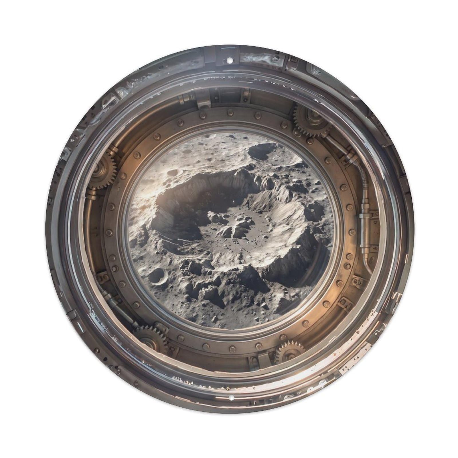 Lunar Crater Close from Space Station Porthole Metal Tin Sign