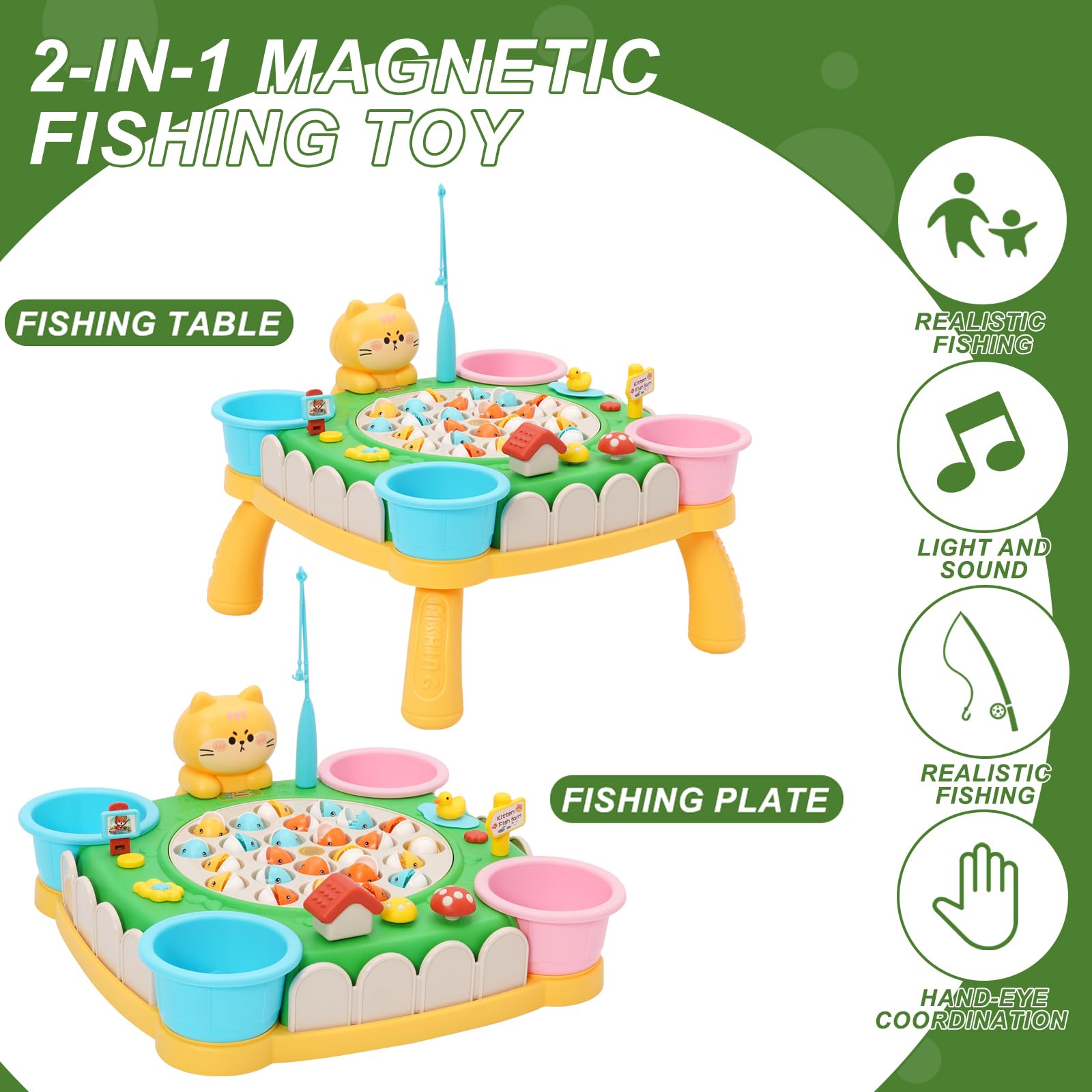 Gioco Pesca Bambini con 35 Pesciolini e 8 Canna da Pesca, Musicale Gioco Pesca Pesci, Montessori Giochi Educativo Interattivi Regalo per Ragazzo Ragazza 3 4 5 6 Anni