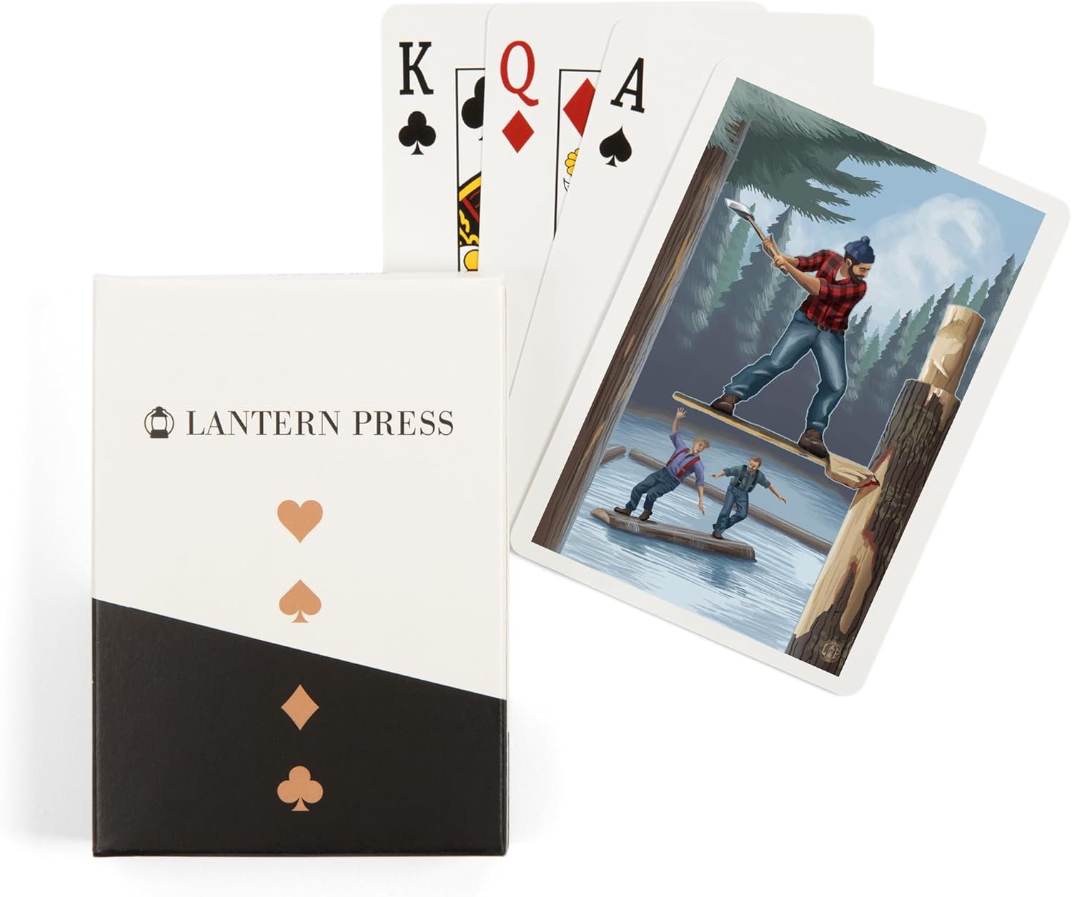 Lantern Press Lumberjack Montage, 52 Playing Cards for Adults, Poker Size Card Deck