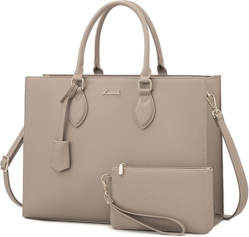 Miniatura 9 de LOVEVOOK Bolsa de mano para laptop de 15.6 pulgadas, impermeable, bolsa de trabajo, maletín de cuero, bolsa de oficina de negocios, bolsa de gran