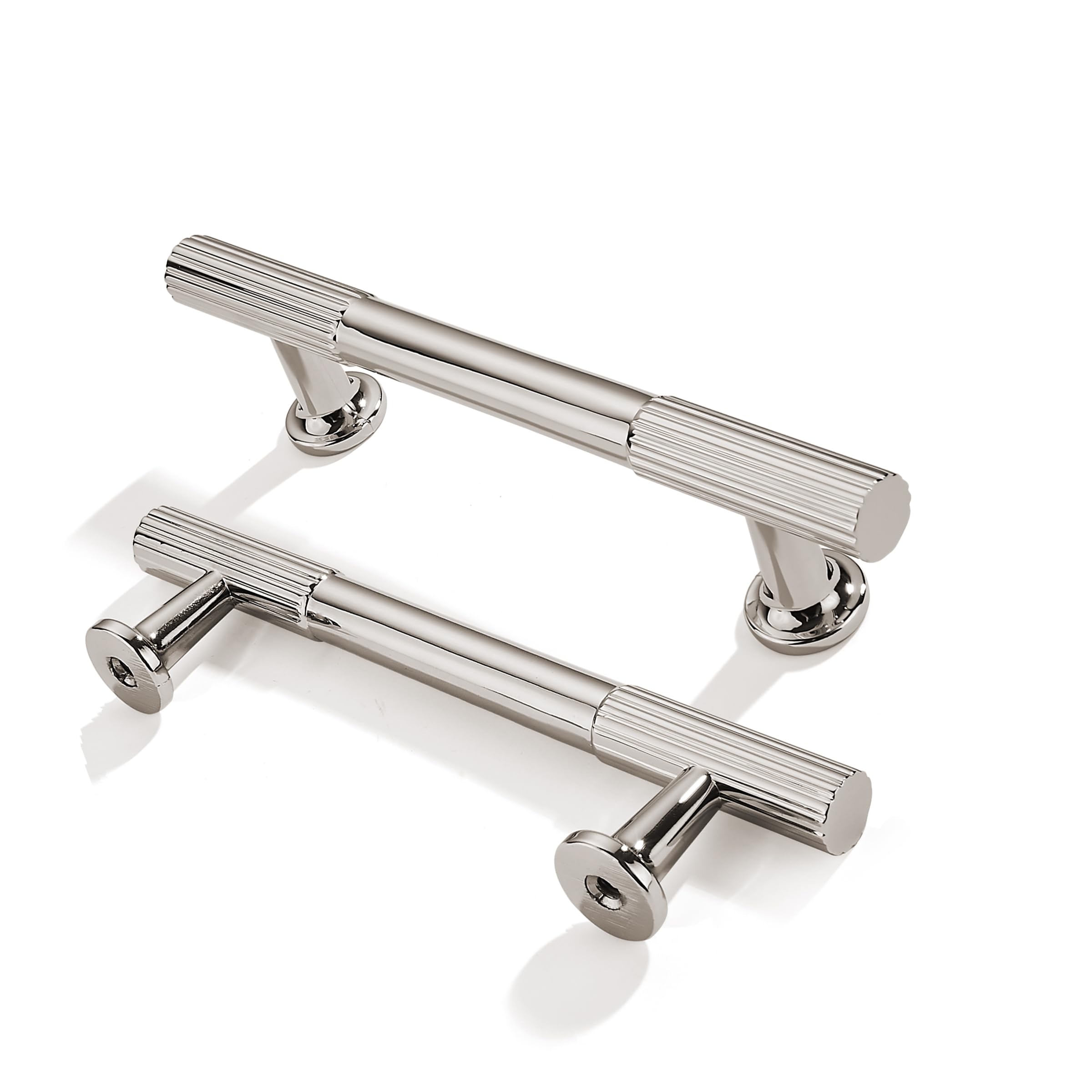 ZAUYX 2-Pack 3-3/4 Inch Hole Center Polished Nickel Cabinet Pulls Solid Heavy Duty Cabinet Pull is Suitable for Drawers Dressers Handles Kitchens Bathroom cabinets — image 1