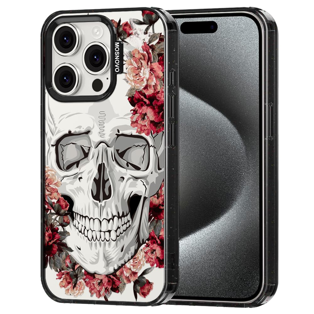 MOSNOVO Case for iPhone 15 Pro, [10ft 4X Military-Grade Drop Protection] Durable & Shockproof Phone Case Cover Design for iPhone 15 Pro - Red Flower