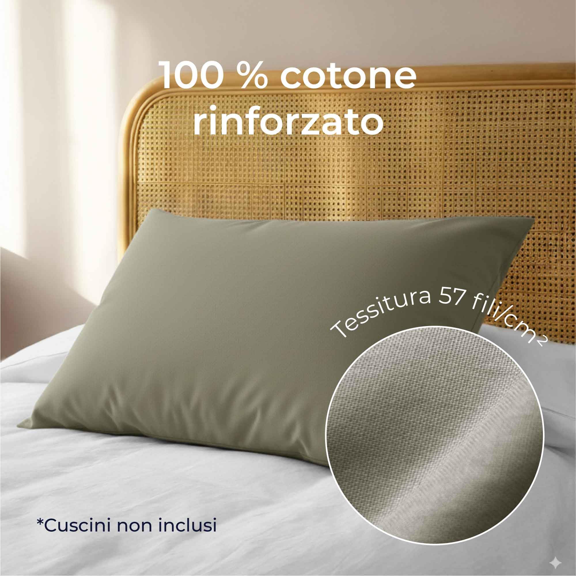 Federe 40x60 Cotone Rinforzato (Set da 2) - Grigio Chiaro - Trama Fitta a 57 Fili/cm² - Federe Cuscini 40x60 cm - Federe Cuscino 40x60 Certificate Oeko Tex - Dreamzie