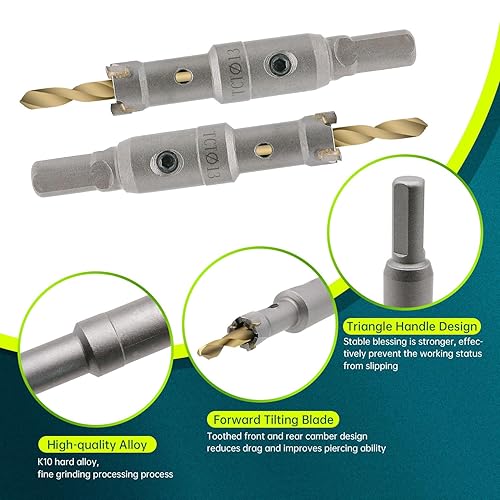 Miniatura 9 de Sierra de agujero con punta de carburo de tungsteno de 1-14 pulgadas, cortador de sierra de agujero T.C.T de 4 pulgadas con 1 broca de sierra de