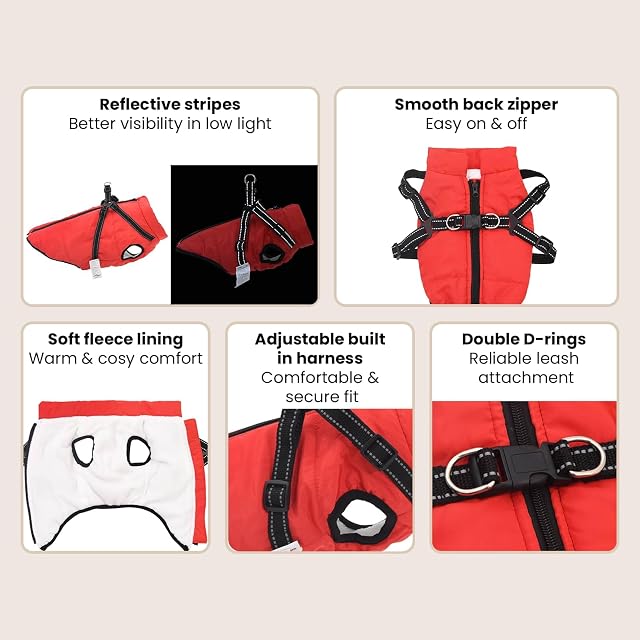 Foto 4 de 8 de vidaXL Abrigo para Perros Rojo L48 Vellón y poliéster