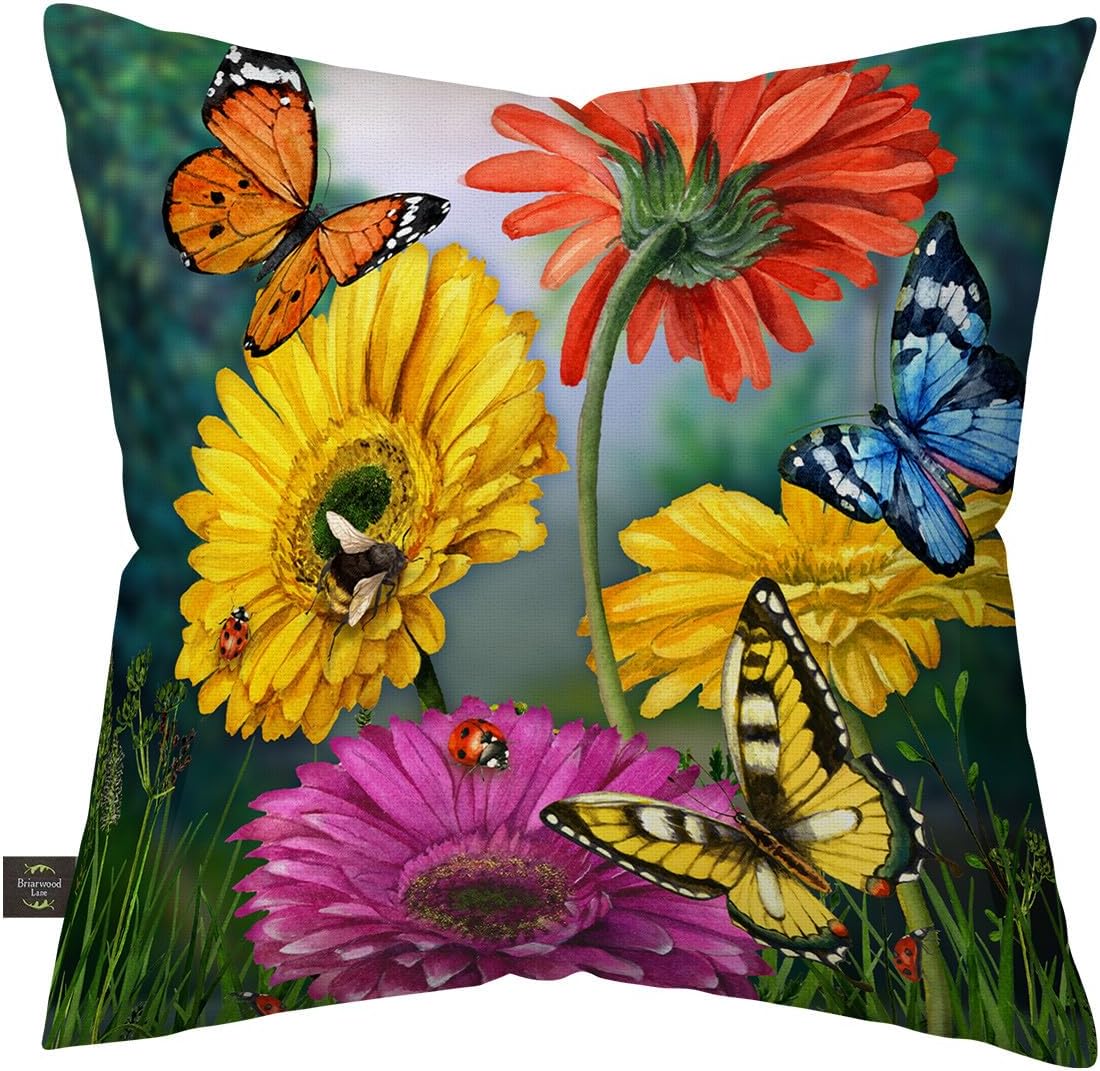 Briarwood Lane Butterflies and Daisies Indoor/Outdoor Pillow