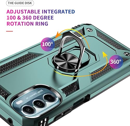 Miniatura 5 de Funda para Moto G 5G, Moto G 5G 2022 con protector de pantalla, grado militar de 16 pies probada en caídas soporte de anillo magnético con soporte