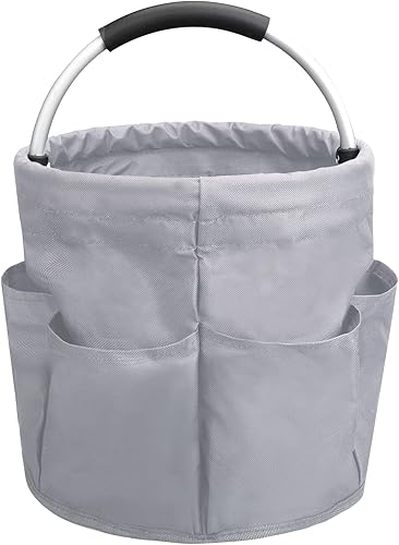 Organizador de ducha gris portátil con 8 bolsillos bolsa de viaje de gran capacidad para baño universidad dormitorio playa