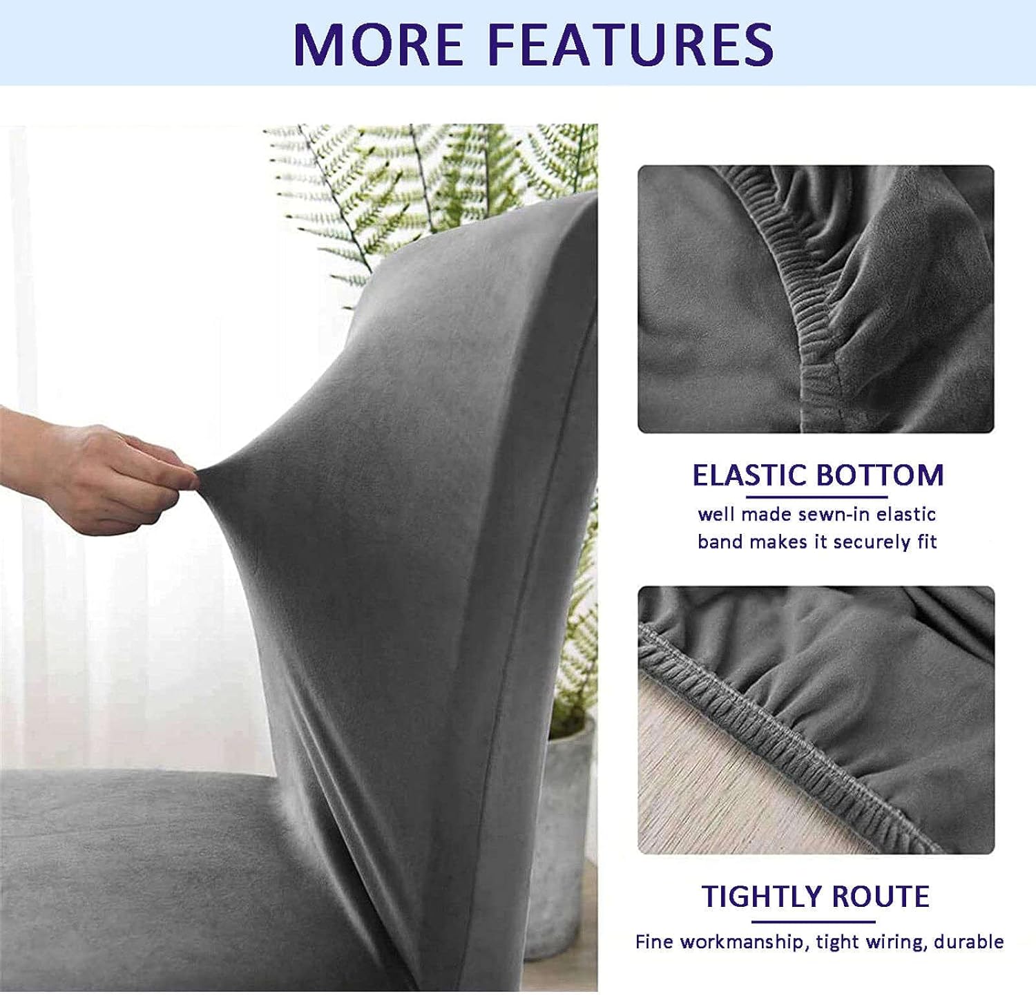 Dining Chair Covers, Velvet Chair Slipcover Stretch Chair Protector Chair Covers for Dining Room Chair Seat Covers Machine Washable for Living Room Bedroom-Dark Grey-Set of 2