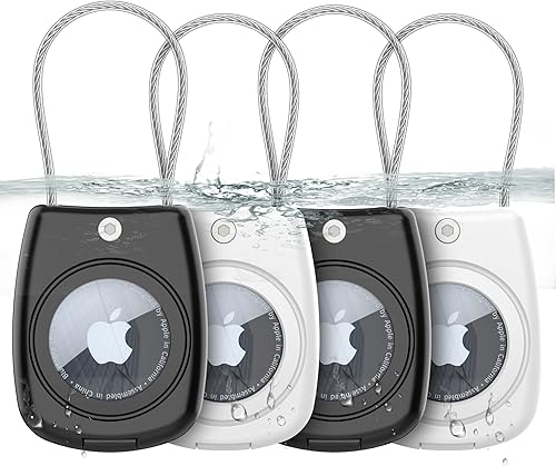 HATALKIN Funda para llavero con protector de pantalla, impermeable IP68 para AirTag, llavero para rastreador GPS de Apple Tag, paquete de 4 soportes