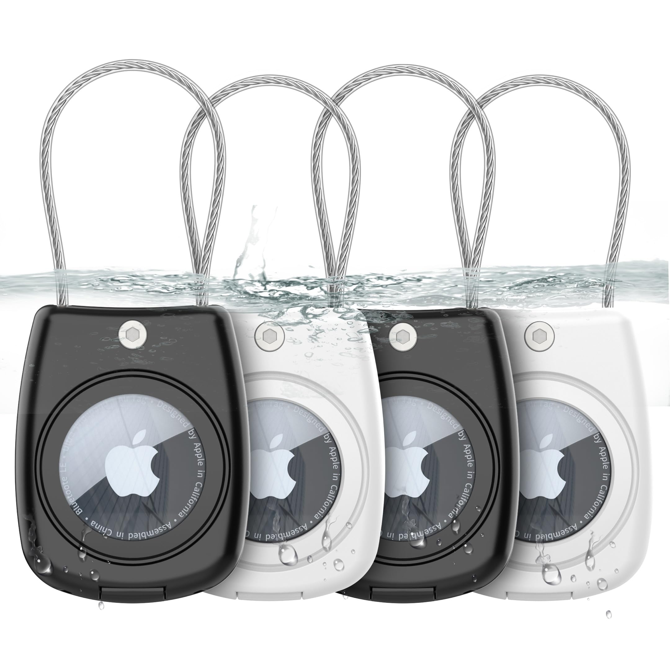 HATALKIN for AirTag Holder for Apple AirTag (1st & 2nd Generation), 4 Pack AirTag Keychain Waterproof Shockproof Air Tag Case with Secure Key Ring for