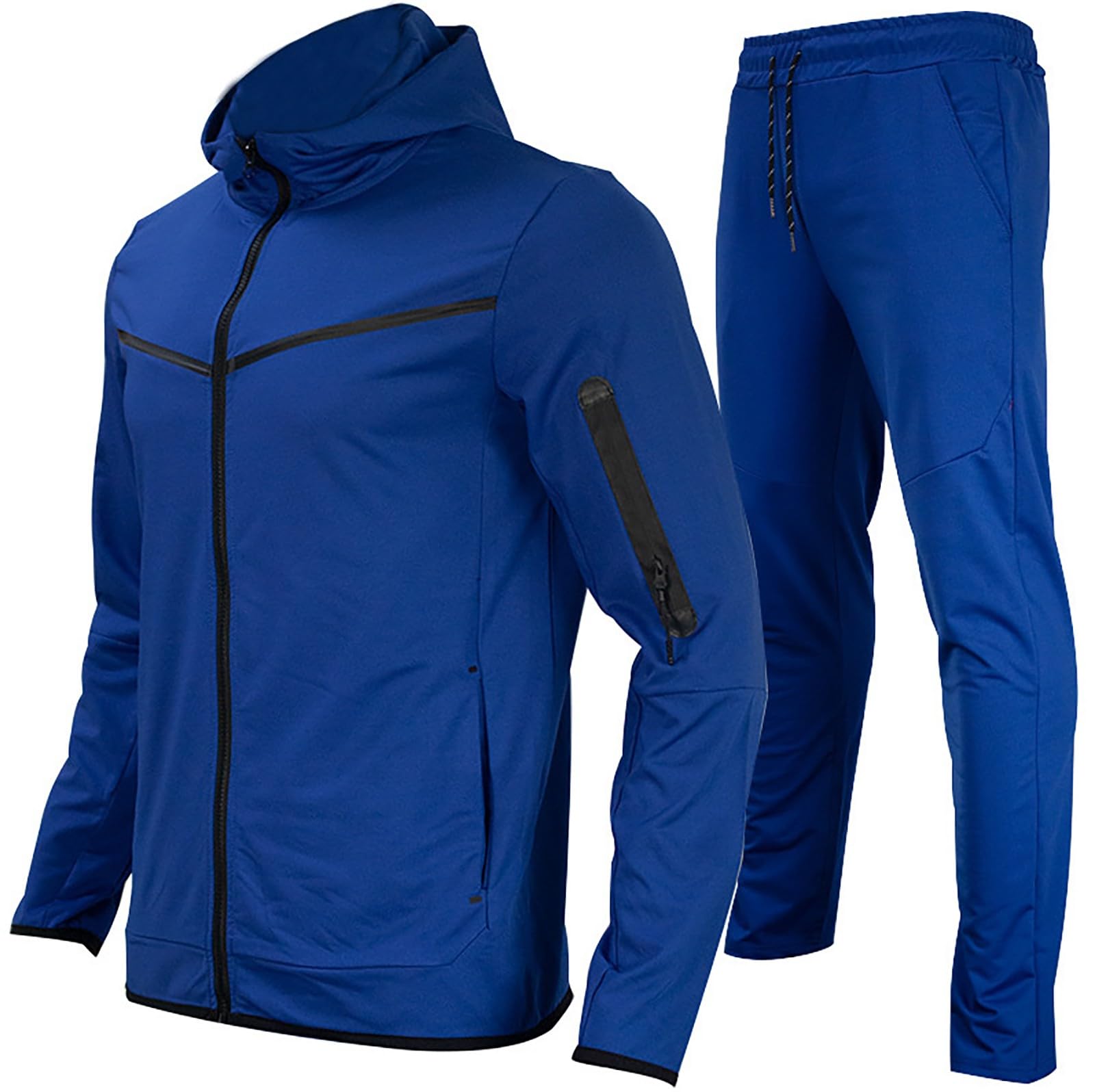Generisch Tuta da uomo in poliestere traspirante, design a contrasto per fitness e tempo libero, polsini elastici, taglie dalla S alla XXXL