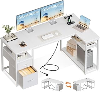 Secretárias Coleshome secretária Esquinero con Cajones de Tela, 140x80cm secretária en L con