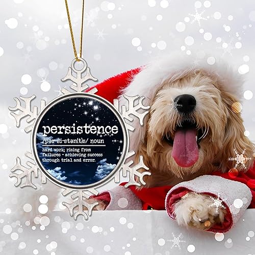 Miniatura 3 de CowkissSign Adorno de copo de nieve de metal  Adorno de persistencia  Definición sustantivo adorno de Navidad  Persistencia Navidad Recuerdo Regalos