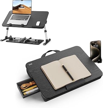SAIJI Height & Angle Adjustable Laptop Stand for Bed and Lap Desk with Drawer and Phone Holder