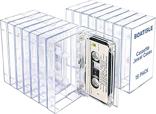 15-Pack Clear Plastic Cassette Tape Storage Cases - Premium Audio Storage Solution