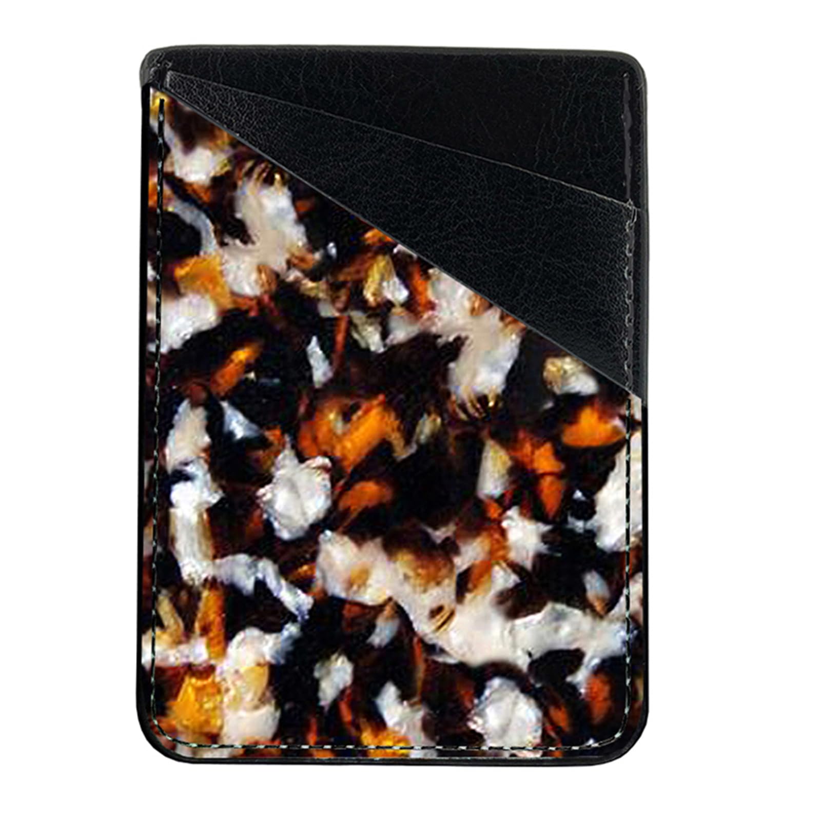 Pastel Bay Leather Phone Credit Card Holder Stick On Wallet Pocket Pouch Sleeves for Back of Cell Phone iPhone,Samsung Android and All Smartphones(Tortoise Shell)