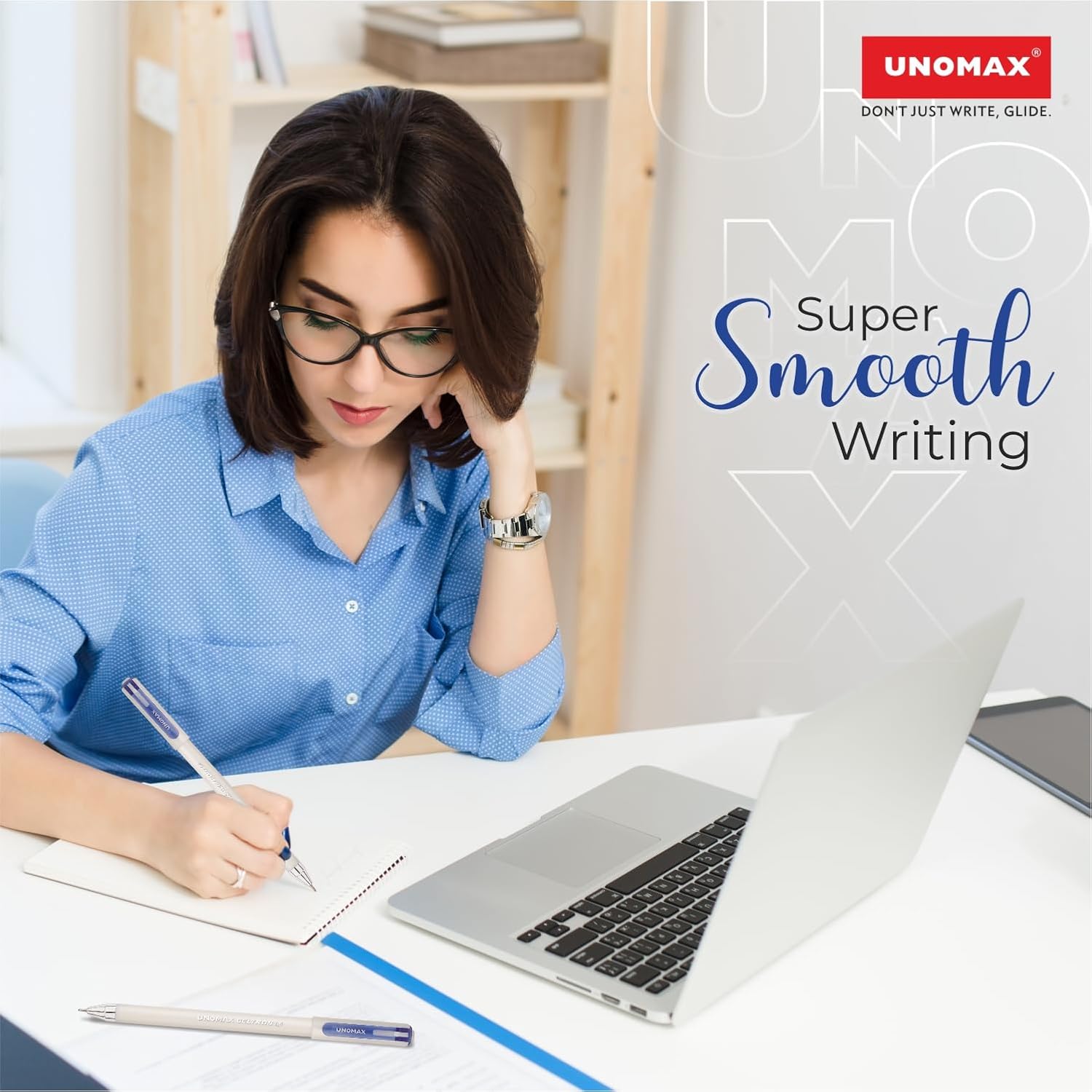 UNOMAX Geltron Pearl 20 (20 Blue) | Professional Ergonomic Design for Daily Use, Exam-Friendly | Fast-Flowing Ink, Writing Precision, Budget-Friendly,