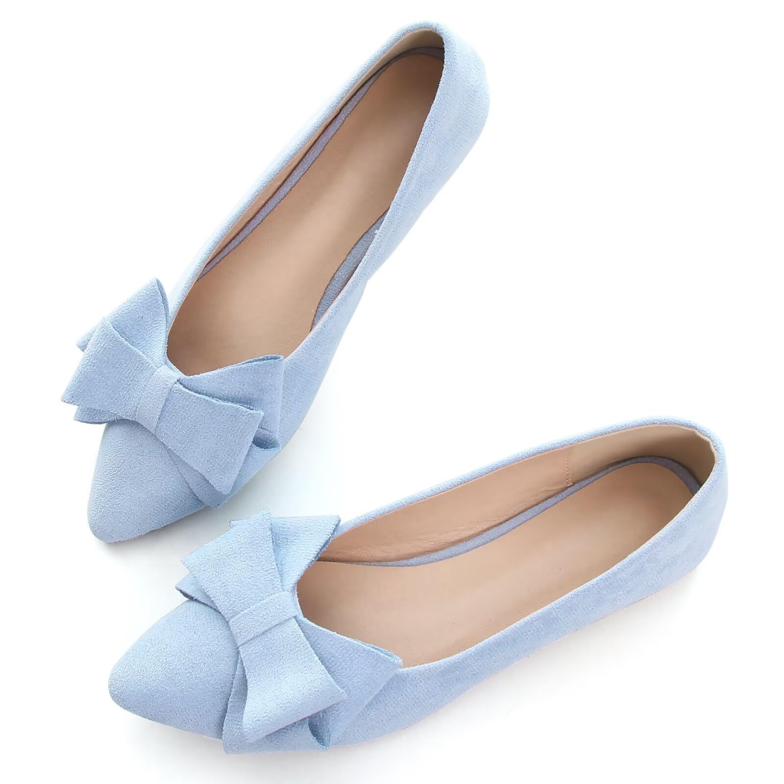 Dear Time Women's Casual Flats Bowknot Pointed Toe Ballet Flats Dressy Bridal Shoes Slip Ons Loafers for Women Comfortable Shoes