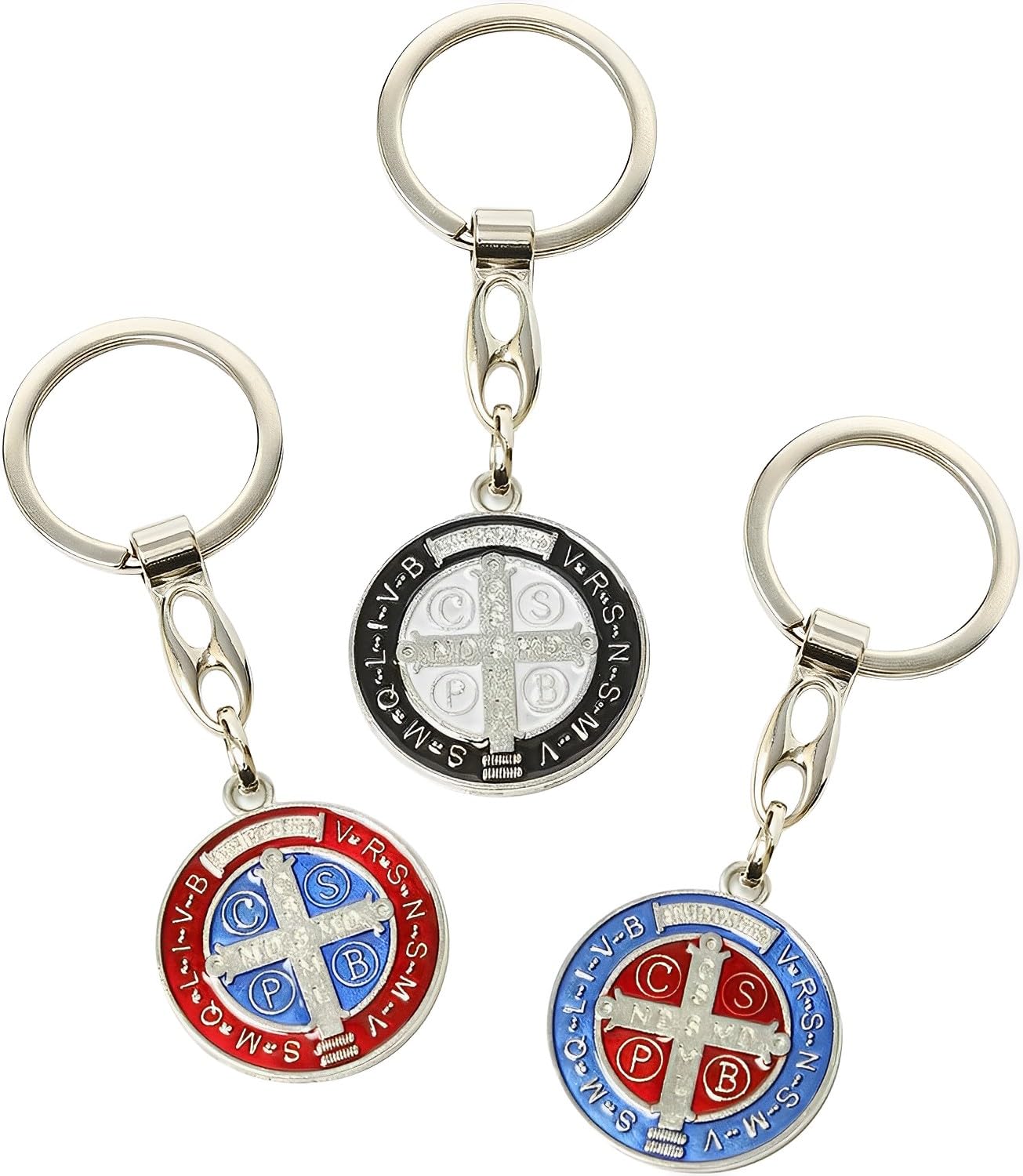 Catholic Gifts Saint Benedict Metal Key chain with Enamel