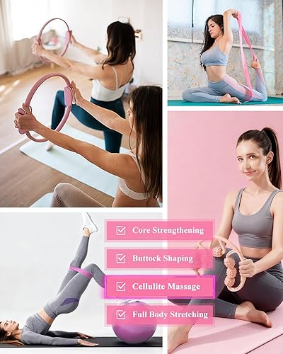 Miniatura 3 de Kit de pilates de entrenamiento en casa para mujer, juego de anillos de pilates y pelota Better me, equipo esencial, con 5 bandas de resistencia,