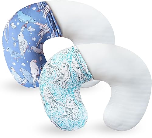 Almohada de lactancia con 2 piezas extraíbles ultra suaves y elásticas, almohadas de lactancia para lactancia materna, tiempo boca abajo y soporte