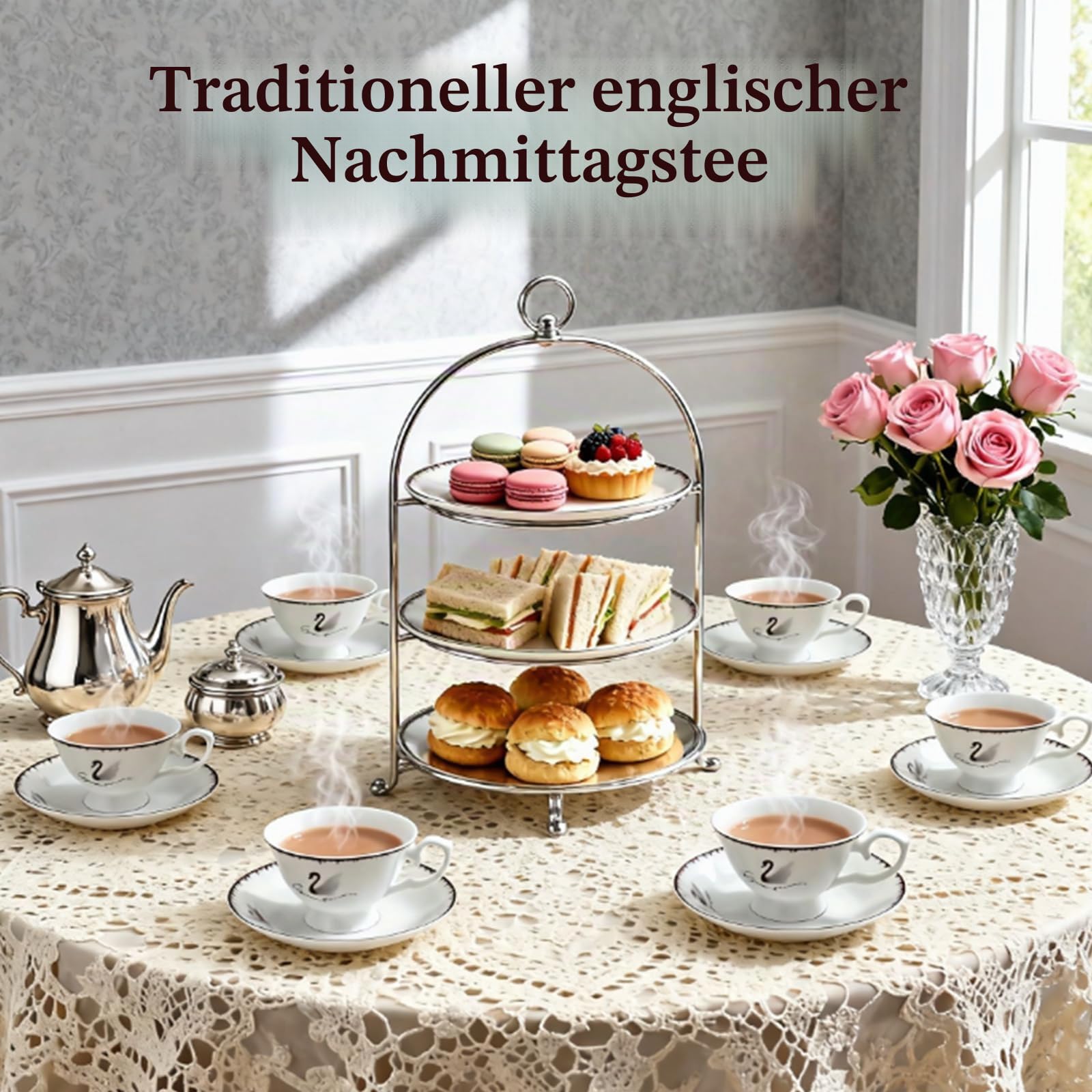 Gold Türkische Kaffeetassen, Mokkatassen-Set für 4 Personen, 4-teilig, Weißgold, 4 Espressotassen und 4 Untertassen