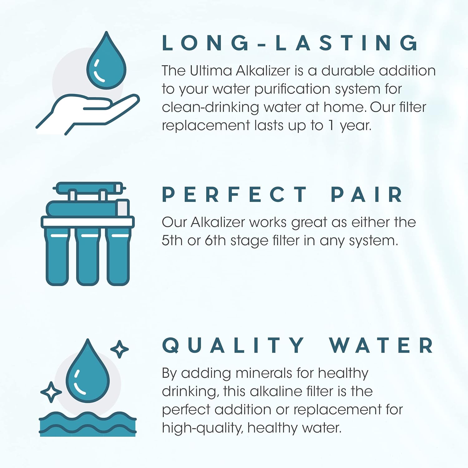10-Inch Ultima Alkalizer, Universal Alkaline Post Filter Replacement for Reverse Osmosis RO Under Sink Water Filter System, Alkaline Water Ionizer to Increase Water pH