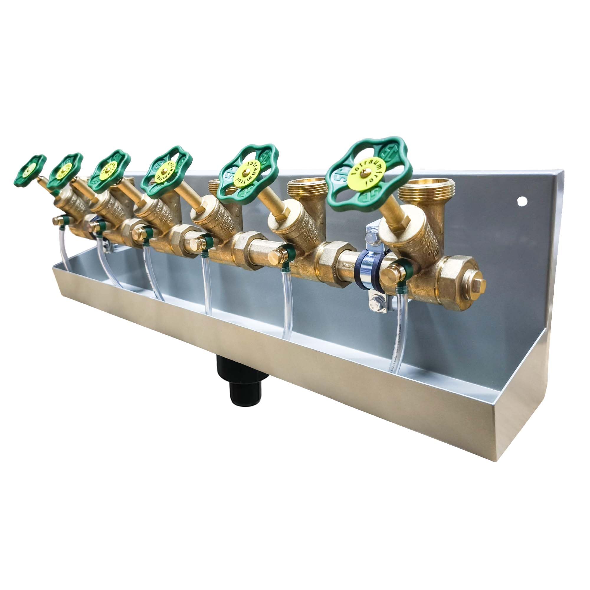 SCHLÖSSER Kompakt-Verteilerstation 6-Strang Verteiler - Zulauf 1 Zoll - DN 25, mit Ablaufrinne - 0075662502001