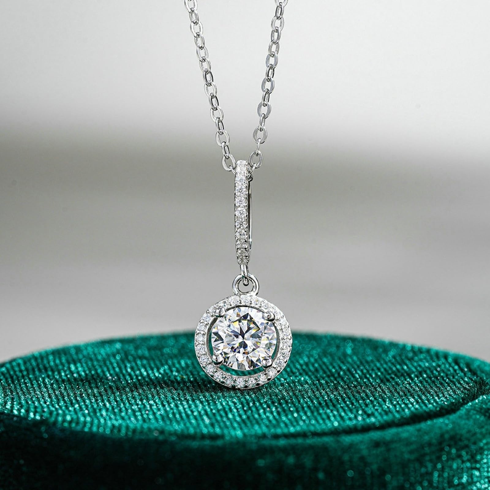 Collar de oro de 18 quilates para mujer, halo de oro real, collar ajustable para mujer, moissanita