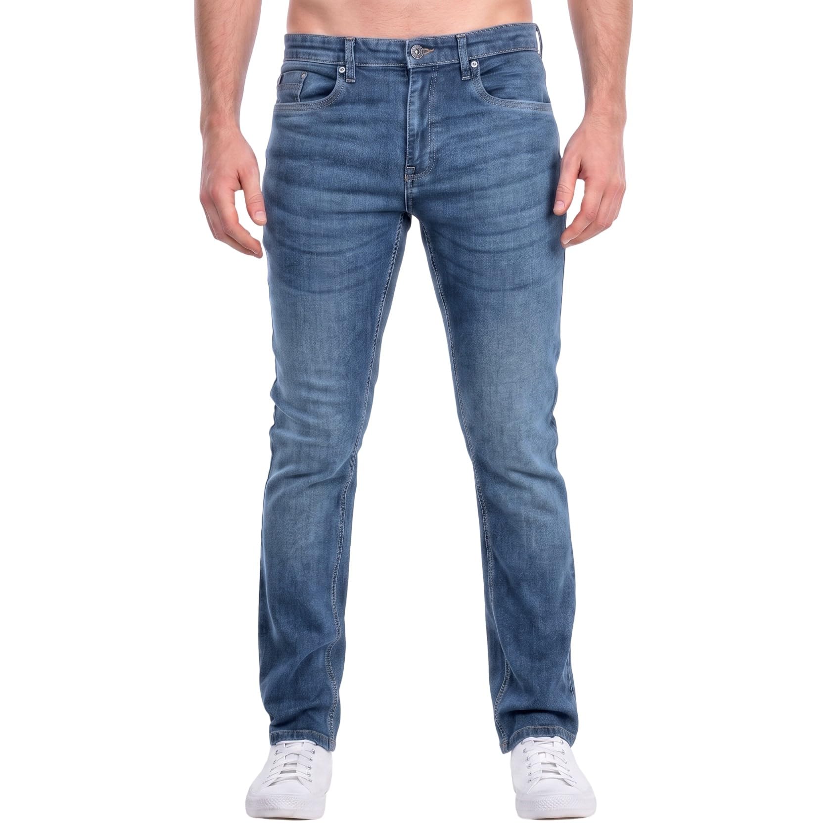 Firetrap Men's Dark Wash Skinny Jeans Slim Fit Stretch Denim Trousers - Premium Cotton Designer Stretchable Pants For - Classic 5-Pocket Western Style Regular Waist Jeans 38W / 34L
