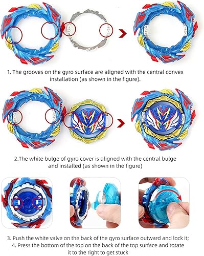 Miniatura 2 de Bey Battling Tops Burst Booster DB B-187 Savior Valkyrie .Sh-7  Valtryek B-184 Launcher LR Left Right Spin DB Layer System Bays Launcher Grip Metal