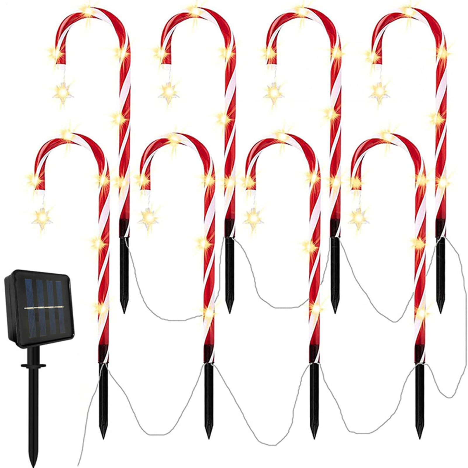 Candy Cane Solar Light 1200mAh Solar Powered Holiday Stake Light