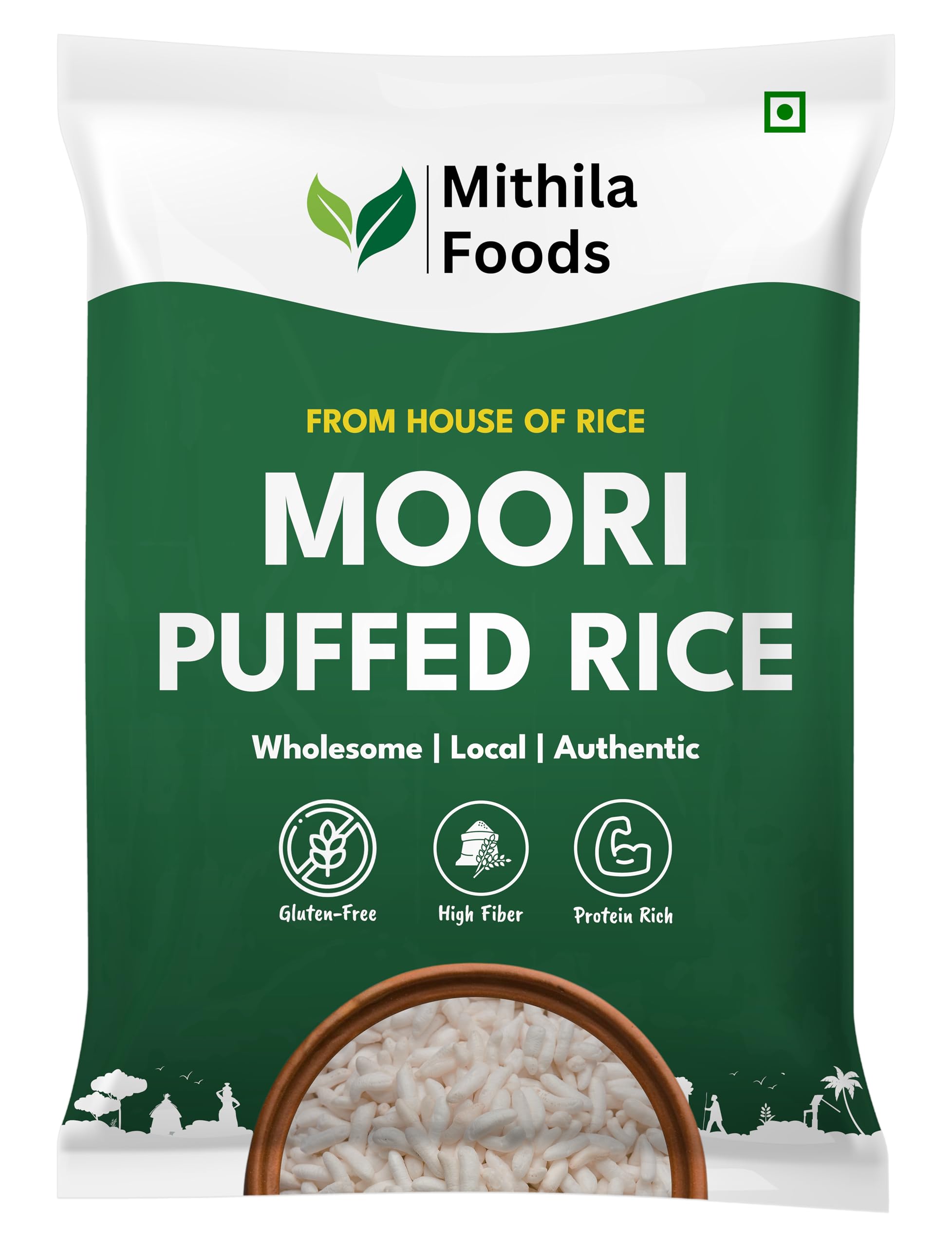 MITHILA FOODS 1 Kg Plain Moori Puffed Rice Murmura | Organic Healthy Crunchy Vegan Gluten-Free | Low Calorie Fibre Rich Light Crunchy SMART Snack | Authentic Traditional Bihari Muri Bhel Snacks (Value Pack)