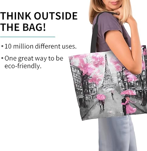 Miniatura 7 de Bolsa de comestibles de la Torre Eiffel, bolsa de regalo de calle francesa, bolso de hombro reutilizable