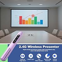 Vista 2 de QUI Clicker de Presentación para PowerPoint, RF 2.4GHz USB Presentador Inalámbrico con Control de Volumen, Clicker de PowerPoint Avanzador