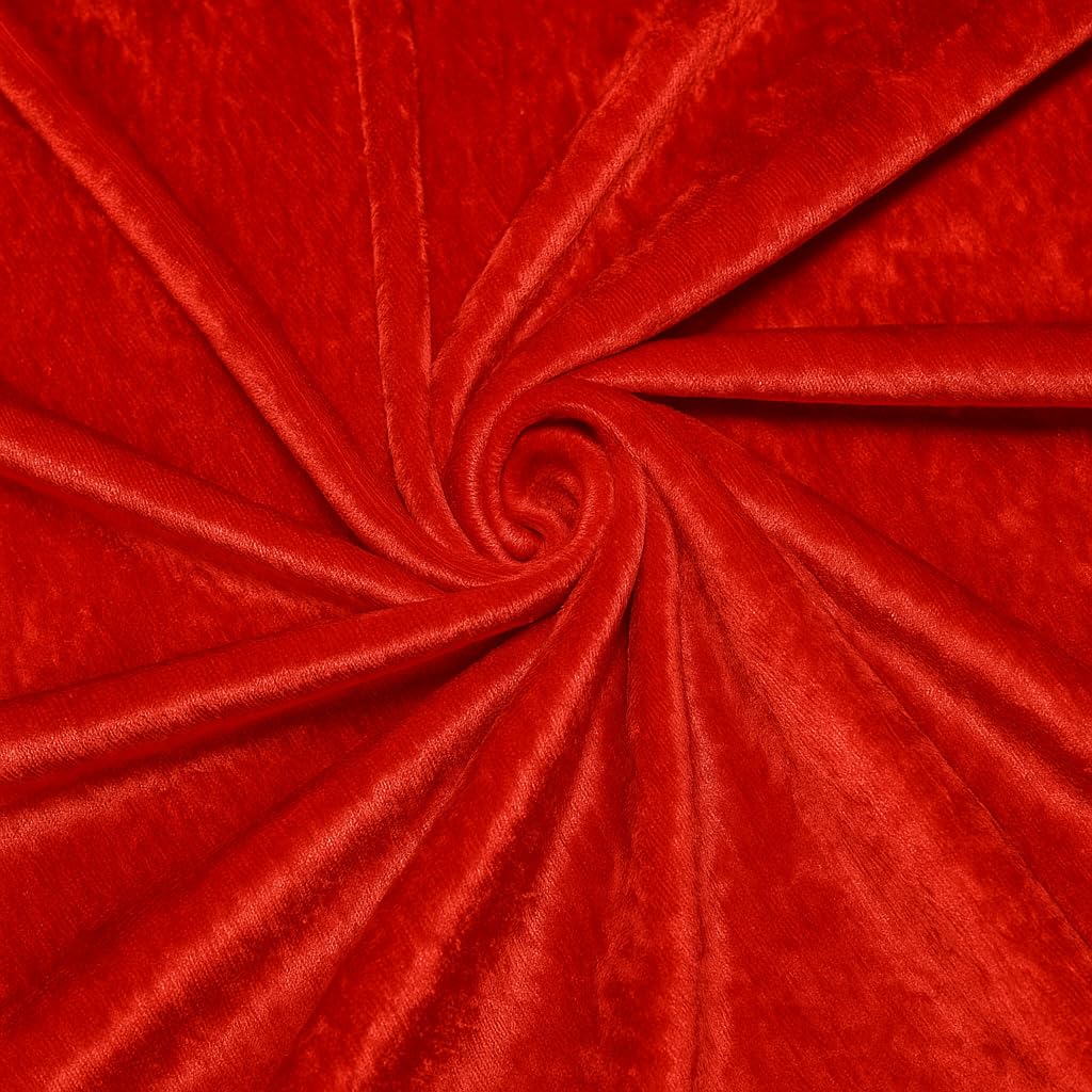 Red Crushed Velvet Fabric – 6 Metre Length x 150cm Wide – Soft Luxury Material for Upholstery, Dressmaking, Crafts & Décor