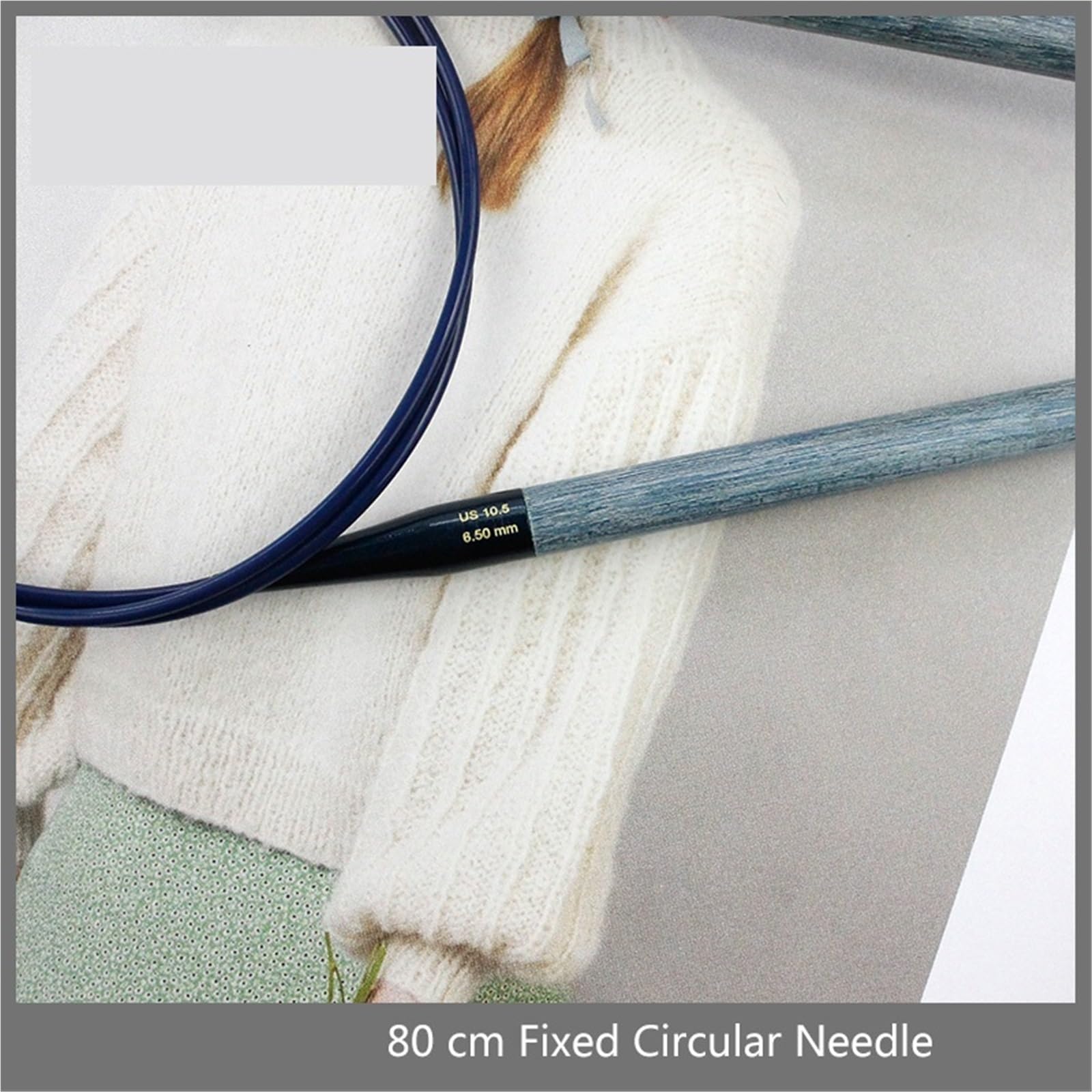 Agujas de tejer circulares fijas 80CM, aguja anillo madera hecha a mano, DIY, agujas Aguja de tejer(10.0mm)